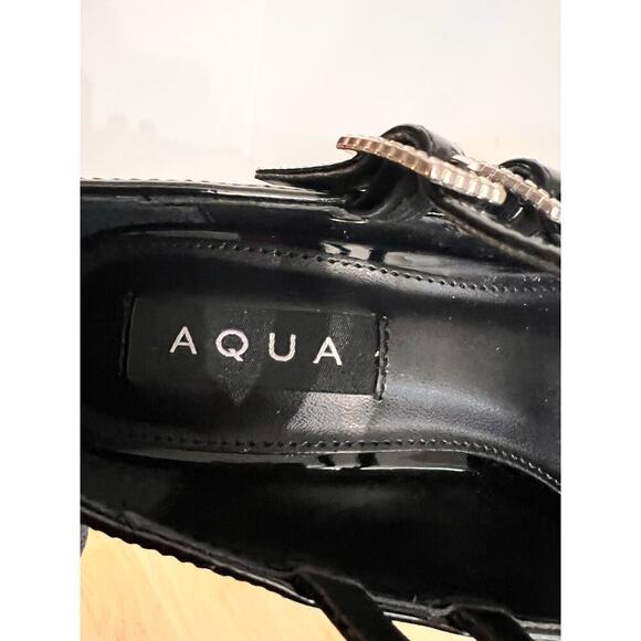 Aqua Emmy Black Faux Patent Leather Platform High Heel Mary Jane Pumps Size 7M - Picture 7 of 9